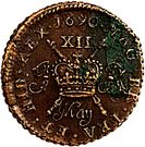 12 Pence/ Shilling - James II (Gun Money Small Coinage)