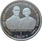 1 Crown - Elizabeth II (Queen Mother - Royal Engagement; Silver proof issue)