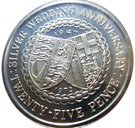 25 Pence - Elizabeth II (Royal Wedding Anniversary; Silver Proof Issue)