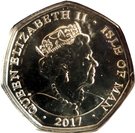 50 Pence - Elizabeth II (Couple in gown and uniform waving)