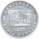 200 Lire (100th Anniversary - Bank of Italy)