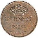 10 Tornesi - Ferdinando II (2nd portrait)