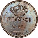 10 Tornesi - Ferdinando II (1st portrait)