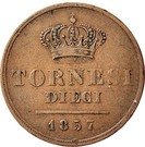 10 Tornesi - Ferdinand II (3rd portrait)